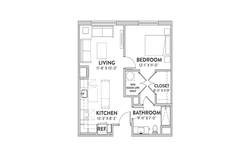 The Pennybacker The Pennybacker One Bedroom Floorplan