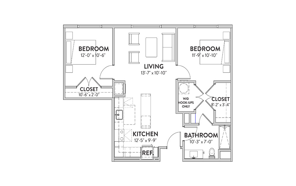 The Zilker The Zilker Two Bedroom Floorplan