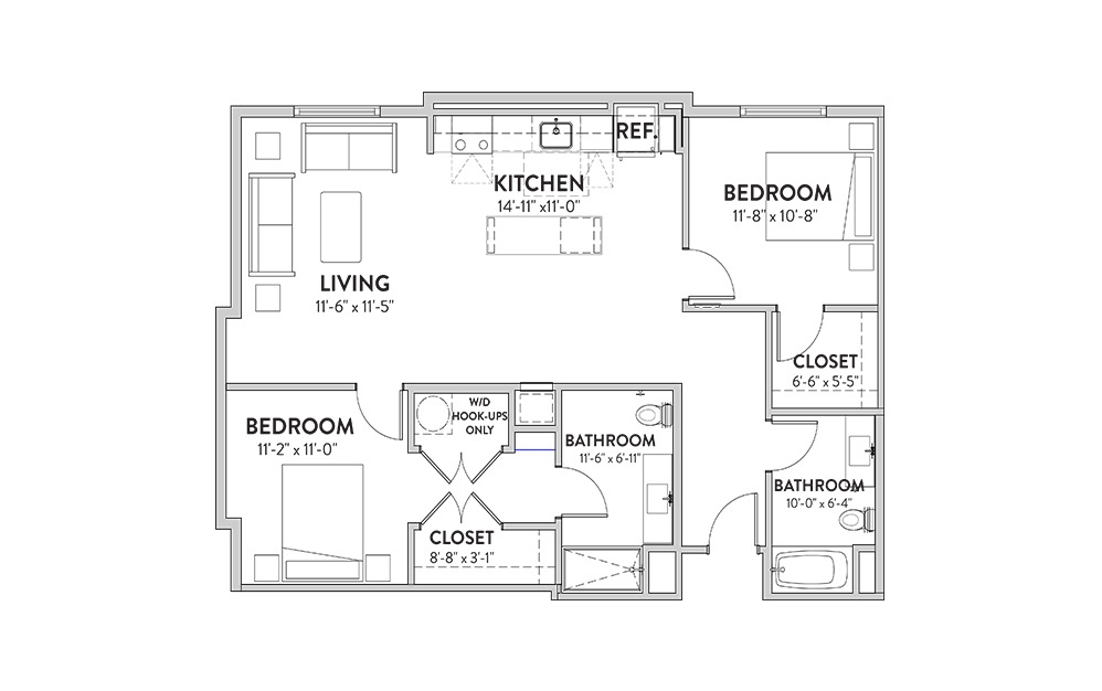 The Continental The Continental Two Beddroom Floorplan