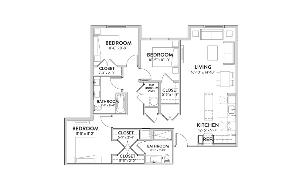 The Moon Tower The Moon Tower Three Bedroom Floorplan
